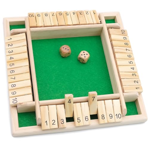 Esayeefo 4-Spieler Shut The Box Spiel, Brettspiel aus Holz, Klassisch Würfelspiel, Klassische mathematische Spiele, Geeignet für Familien, Versammlungen, Barspiele, Grün Esayeefo 4-Spieler Shut The Box Spiel, Brettspiel aus Holz, Klassisch Würfelspiel, Klassische mathematische Spiele, Geeignet für Familien, Versammlungen, Barspiele, Grün von Esayeefo