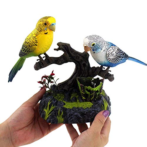 Escomdp Talking Parrots Elektrische Vögel Elektronische Haustiere Home Office Schreibtisch Dekoration Aufnahme & Wiedergabe Stifthalter Kinderspielzeug Weihnachten Geburtstag Geschenke (Weiß & Gelb) von Escomdp
