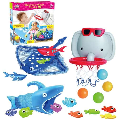 Esncddym Badewannenspielzeug für Kleinkinder, Badespielzeug-Spielset - 18 Stück Cartoon-Tier-Reifenbälle Kleinkind-Dusche-Spielzeug - Erhöhen Sie die Neugier auf Badespielzeug für Jungen und Mädchen von Esncddym