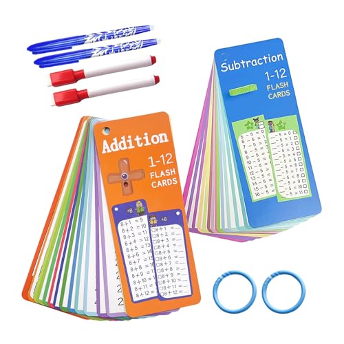 1+1 Zusatz Lernkarten, 1x1 Lernen Spiel für das Einmaleins mit 27 x Übungsblättern, Rechenhilfe Trocken Abwischbar, Einschulung Geschenk ab 5 Jahren zum Rechnen Lernen (1+1、1-1, 1+1、1-1) von Esoes