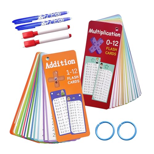 1x1 Lernkarten 1x1 Lernen Spiel für das Einmaleins mit 27 x Übungsblättern, Rechenhilfe Trocken Abwischbar, Einschulung Geschenk ab 5 Jahren zum Rechnen Lernen (1+1、1x1, 1+1、1x1) von Esoes