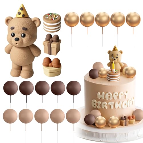 Esoes 19 PCS Tortendeko Bär Tortendeko für Taufe Junge Mädchen 1 Jahr Braune Kugeln Kuchentopper Dunkelbraun Kuchen Dekoration für Hochzeit Babyshower Geburtstag Party Esoes 19 PCS Tortendeko Bär Tortendeko für Taufe Junge Mädchen 1 Jahr Braune Kugeln Kuchentopper Dunkelbraun Kuchen Dekoration für Hochzeit Babyshower Geburtstag Party von Esoes