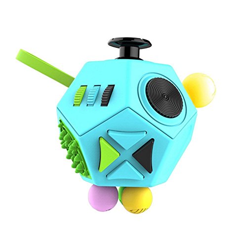 Esoes Fidget Cube 12 Seiten Stresswürfel, Angst Entlastung, Tragbares Anti Stress Spielzeug für Kinder und Erwachsene mit ADHS ADD OCD Autismus (Blau) von Esoes