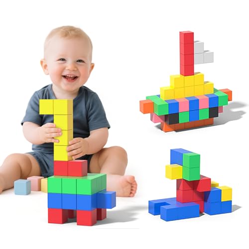 Esoes Magnetische Bausteine, 48 Stück, magnetische Würfelblöcke für 3, 4, 5, 6, 7, 8 Jahre, sensorisches und Montessori-Spielzeug, Bausteine, pädagogische Konstruktion, Dampfspielzeug für Jungen und Esoes Magnetische Bausteine, 48 Stück, magnetische Würfelblöcke für 3, 4, 5, 6, 7, 8 Jahre, sensorisches und Montessori-Spielzeug, Bausteine, pädagogische Konstruktion, Dampfspielzeug für Jungen und von Esoes