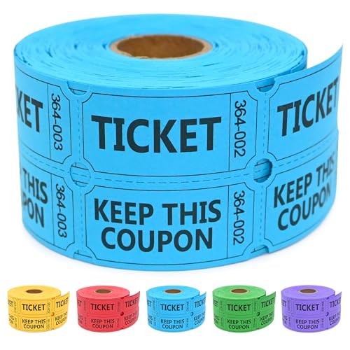 ESSENTIAL 500 Tombola-Tickets Doppelrolle, Tombola-Tickets Rolle mit Namen und Telefonnummer, für Verlosung, Veranstaltungen, Klassenzimmer, Eintritt, Klassenbelohnung & Türpreis (Blau) von Essential