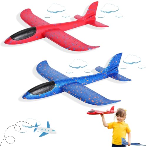 Esshogo 2 Stück Styroporflieger Kinder, Flugzeug Zum Werfen, Styropor Flieger Gleiter, Styropor Flugzeu, Flugzeug Styropor, Flugzeug Spielzeug 37 cm Kleines Flugzeug, Zufällige Farbe von Esshogo