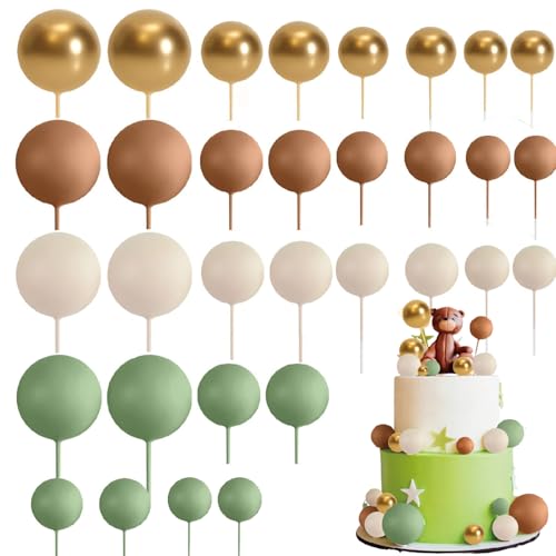 Esshogo 32 Stück Kuchendekoration, Kugel, Cake Topper, Mini-Luftballons Cake Topper, Torte Schaumstoffkugel dekorieren, Kuchendekoration Kugeln, Kuchen Kugeln Dekorationen von Esshogo