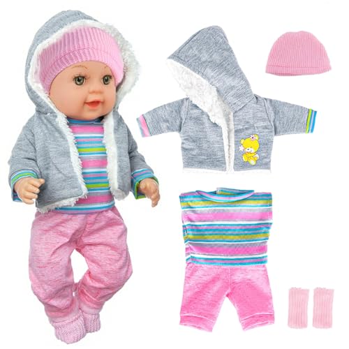 Esshogo 5pc Kleidung Outfits FüR Baby Puppen,1 Rosa Puppenkleidungsspielzeug, Puppenkleider Set, Kleidung Outfits für Baby Kinder Mädchen Jungen, Baby Puppen Puppenkleidung 35-43 cm, Keine Puppe von Esshogo
