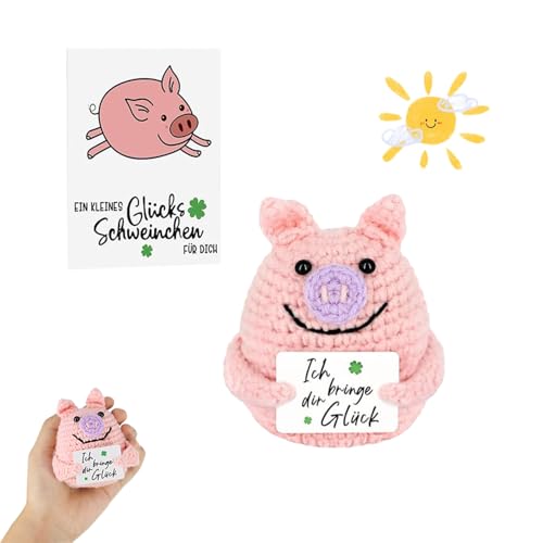 Esshogo Positive Geschenke Glücksschweinchen, Pocket Hug Mini-Plüsch, Mini-Plüsch Figuren, Glücksbringer Schwein, Pocket Hug Glücksschweinchen, Gute Besserung Geschenke, Für Paare, Familien von Esshogo
