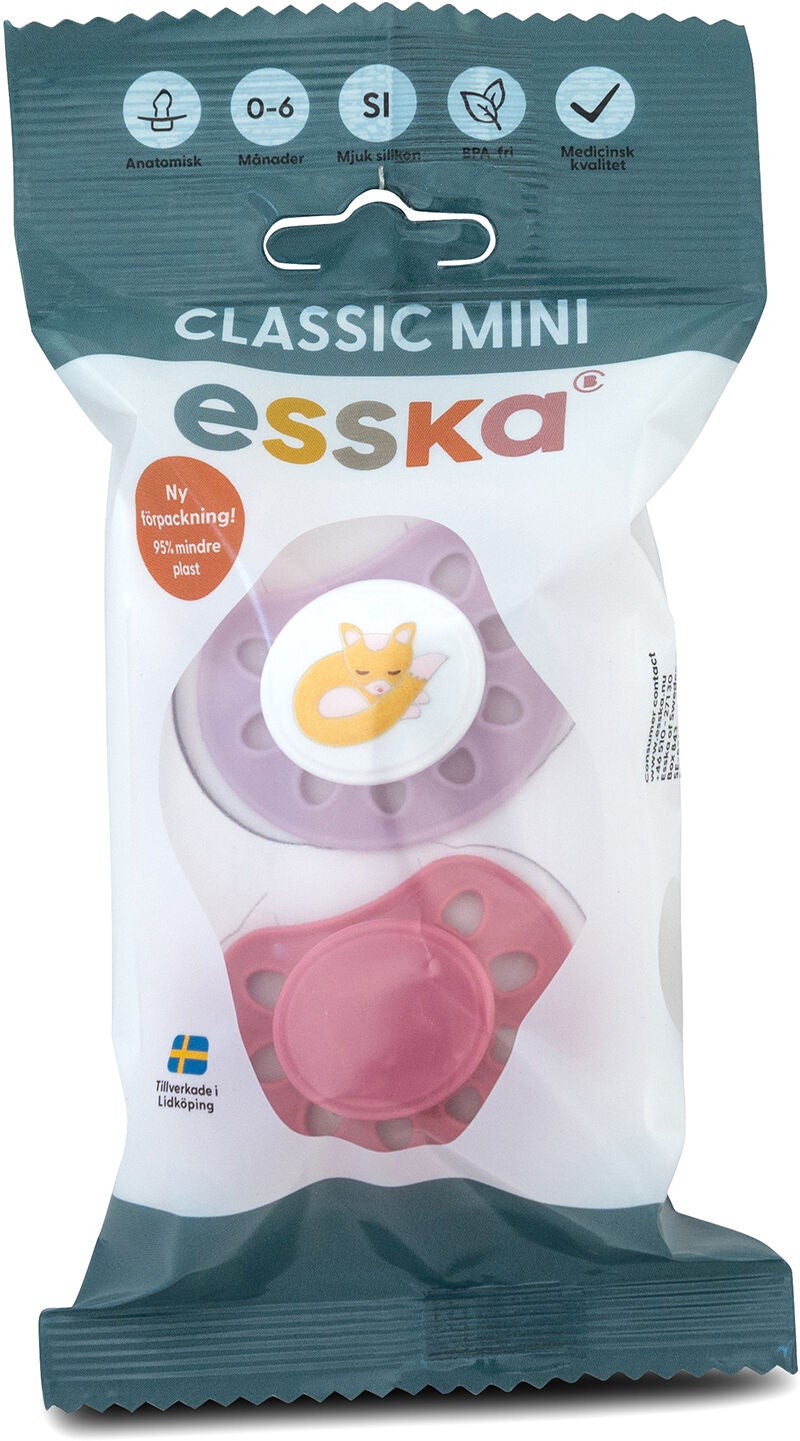 Esska Classic Mini Schnuller Fuchs Silikon 2er-Pack, Rosa von Esska