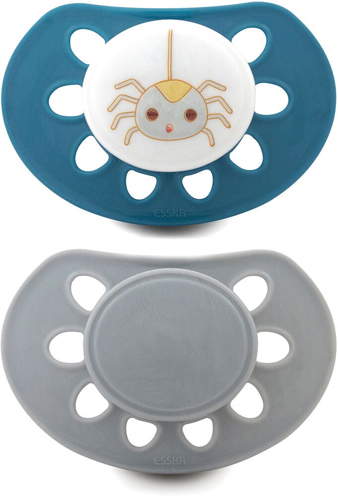 Esska Classic Spider Schnuller 2er-Pack, Blau/Grau Esska Classic Spider Schnuller 2er-Pack, Blau/Grau von Esska