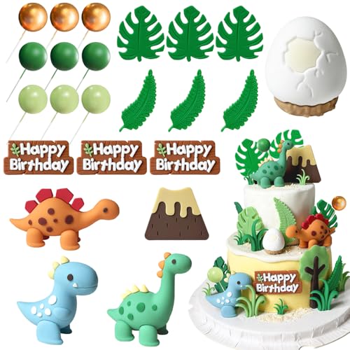 23 Stück Dino Kuchendekoration Cake Toppers, Tortendeko Dinosaurier, Dinosaurier Themen Kuchen Dekoration für Geburtstag Event Party Tiere Thema Party Dekoration Versorgung von Esteopt