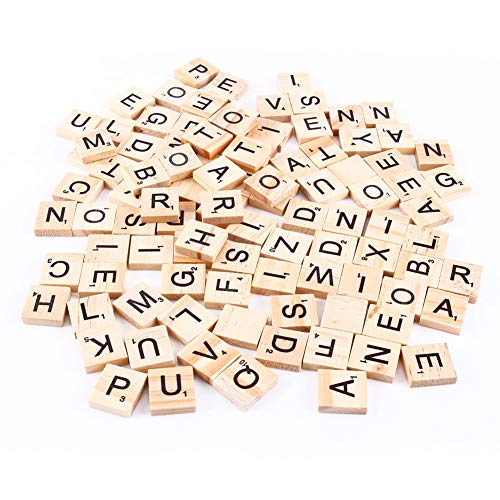 Buchstaben aus Holz, 100 Stück Holzbuchstaben Buchstaben Holz Alphabet Fliesen Buchstaben Spiel für Kindererziehung, Kinderspielzeug, Kunsthandwerk von Estink