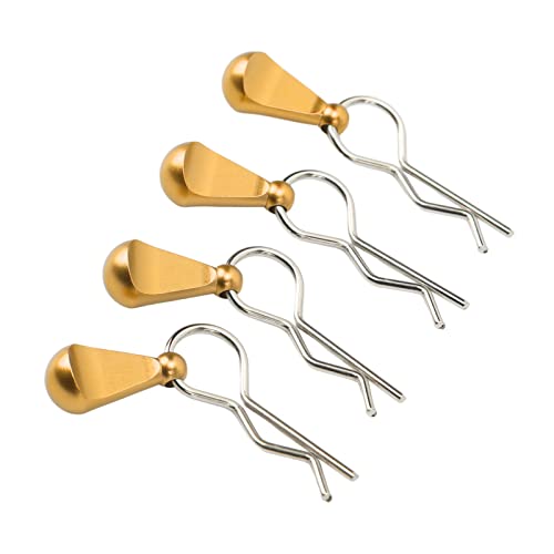 Estink 1/8 1/10 RC-Körperklammern mit Pull Tabs Hochfestigkeit Edelstahlklammern, Packung mit 4 Leicht zu Verwendenden Clips für Fernbedienungsautos (Gold) von Estink