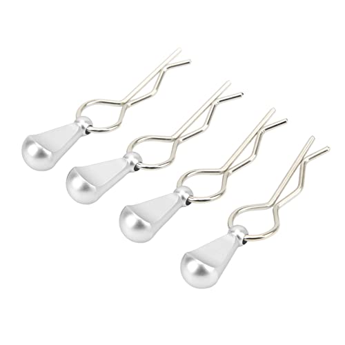 Estink 1/8 1/10 RC-Körperklammern mit Pull Tabs Hochfestigkeit Edelstahlklammern, Packung mit 4 Leicht zu Verwendenden Clips für Fernbedienungsautos (Silver) von Estink