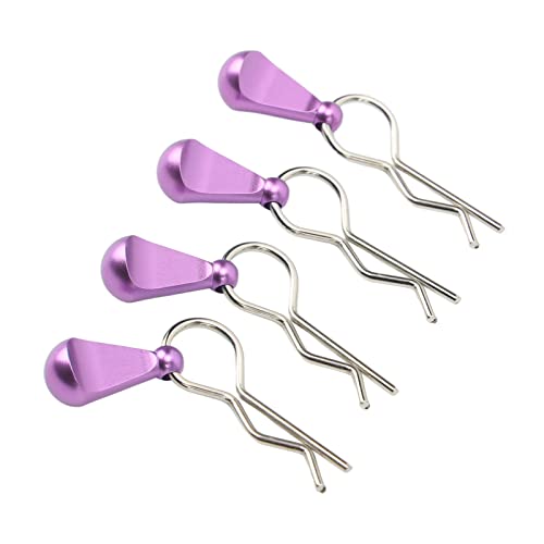 Estink 1/8 1/10 RC-Körperklammern mit Pull Tabs Hochfestigkeit Edelstahlklammern, Packung mit 4 Leicht zu Verwendenden Clips für Fernbedienungsautos (violett) von Estink