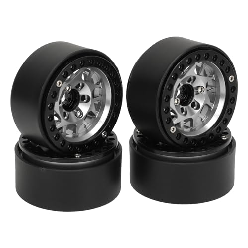 Estink 1,9in RC Crawler -Felgen Langlebige Aluminium -Leichtmetallradfelgen für Scx10 Scx10 II, 4pcs Beadlock Felgen für RC Crawler, Verbessert die Leistung, Fit für Axiale, Gen8 (Silver) von Estink