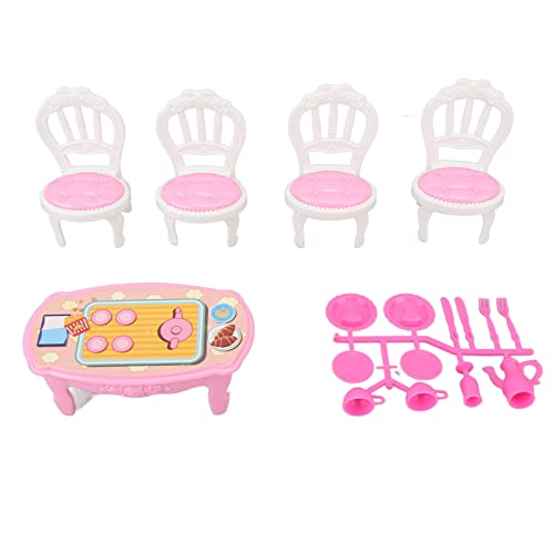 Estink 1:16 Dollhouse Esstischstühle High Simulations Mini Möbel Sicherer Plastik für Puppenhaus Rollenspielset mit Accessoires für Miniaturbegeisterte (Rot) von Estink