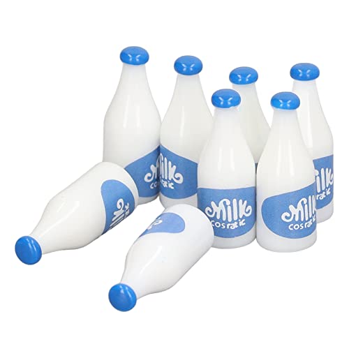 Estink 8PCS Miniature Dollhouse Milchflasche Set Delicate Aussehen Spaß Dekoration für Doll House für Puppenspieler (Blue) von Estink