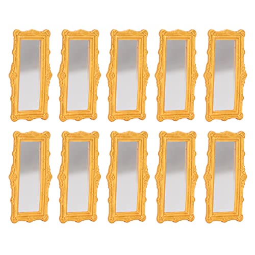Estink Dollhouse Miniature Exquisites Europäischer Rahmenspiegel für 1/12 1/6 Schuppen, Romantischer und Realistischer Raumspiegel, Perfekte Dekoration für Puppenhausküche, Plastikmaterial (Gold) von Estink