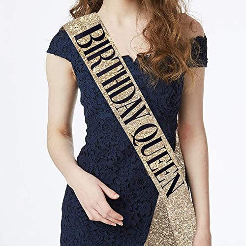 Estink Exquisite Verarbeitung Geburtstag Tiara Sash Leichtes Gewicht Langlebiger Kronen -Set für Geburtstagsfeier, Praktisches für Angehörige (GOLD) von Estink