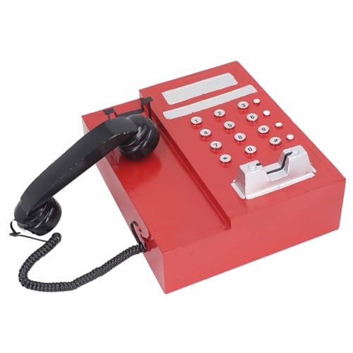 Estink Exquisites Retro -Telefonmodell für Dekoratives Haus Ornament, Robustes Eisenmaterial, Geeignet für Schlafzimmer/Büro Star Hotel (Rot) von Estink