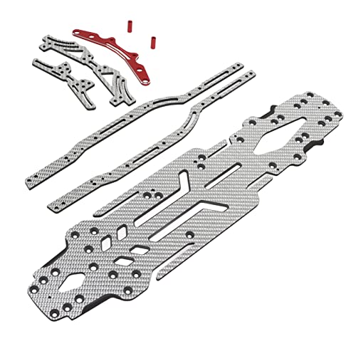 Estink Hochfestes CNC Carbonfaser -Aluminium -Upgrade Kit Glatter Drift Leistung für MST FXX 2.0s 1/10 RC Driftauto für Rennliebhaber (Silbernes SSG) von Estink