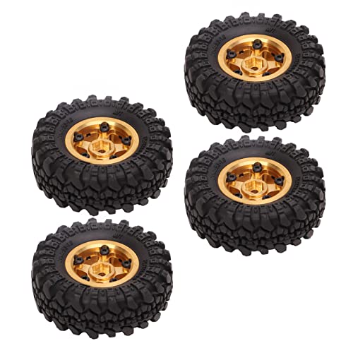Estink Langlebige 1 -Zoll -RC Crawler für FCX24 1/18 /24, Starke Grip RC Rad Hub Reifen, 4pcs (Gold) von Estink