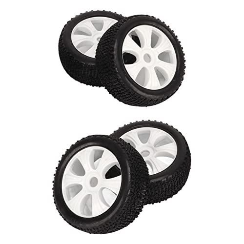 Estink Langlebiger Kurzlauf -LKW -Reifen Set für Slash 1/10 LKW, 4PCS Gummi Reifen mit Befestigungswerkzeugen für eine Bessere Traktion, Geeignet für RC Modellauto Enthusiasten (White) von Estink