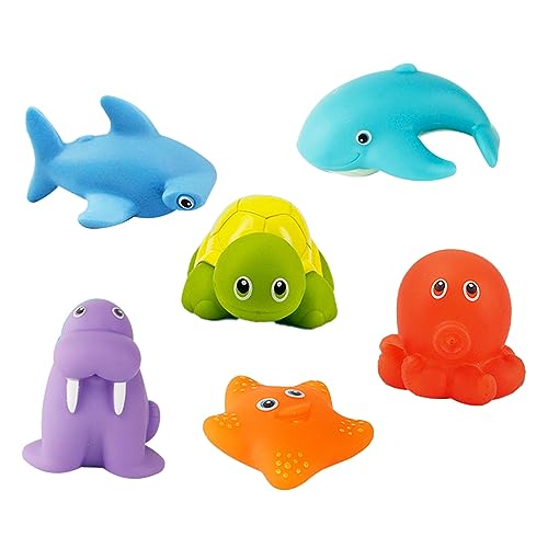 Estink Lustiges Tierisches Badewannenspielzeug mit Squeeze -Spray -Funktion für Säuglingsbabykinder Farberkennung Abs Material (6 Tierspielzeug) von Estink