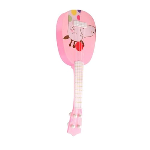 Estink Mini Kids Ukulele Toy Plastic Plastik 4 Saiten Frühes Bildungsmusikinstrument, Langlebige Materialien, Praktisch und Lehrreich, Ideal für Heim- und Schulaktivitäten (8041A Rosa Hirsch-Stil) von Estink