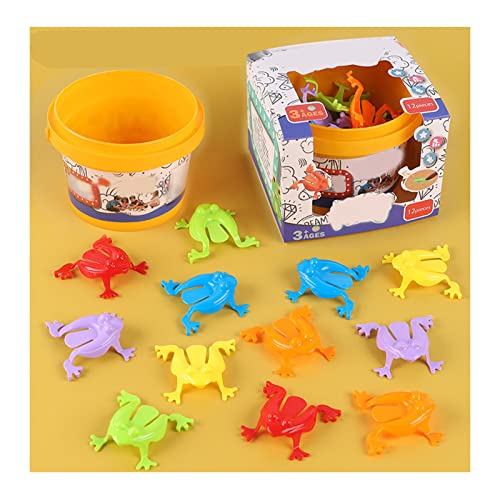 Estink Plastikfrosch -Sprungspielzeugset mit Aufbewahrungseimer - Finger Pressendefrösch für Babys Farbenfrohe Springende Frösche für Multiplayer Wettbewerb, Partyunterhaltung (Geschenkbox-Verpackung) von Estink