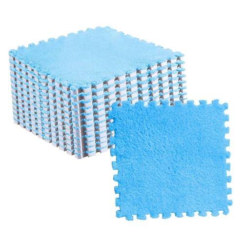 Estink Plüschschaummattenfliesen, Packung aus 10 Flauschigen Ineinandergreifenden Teppichfliesen für Schlafzimmer Kinderzimmer, Weiche Nicht -Slip - Mattenfliesen, Stilvolle Puzzle Schaumfliesen für von Estink