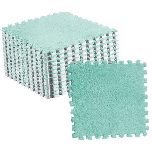 Estink Plüschschaummattenfliesen, Packung aus 10 Flauschigen Ineinandergreifenden Teppichfliesen für Schlafzimmer Kinderzimmer, Weiche Nicht -Slip - Mattenfliesen, Stilvolle Puzzle Schaumfliesen für von Estink