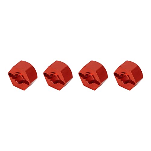 Estink Präzisionsaluminium 12mm Hex Hubs Radadapter mit Kreuzschlüssel für RC -Auto -Upgrades Haltbares Material Passt RC Autos, 4 Pack (Rot) von Estink