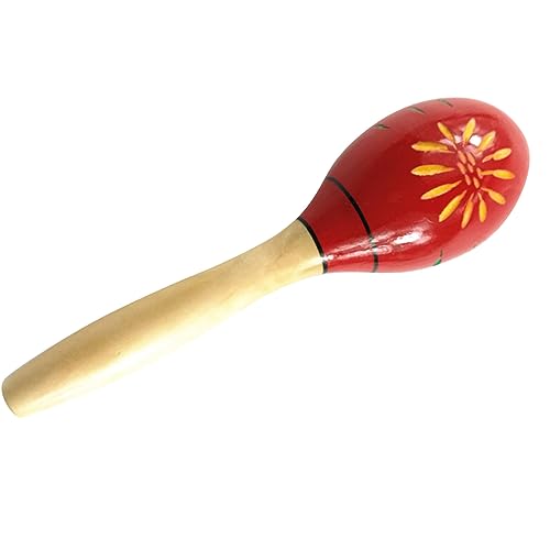 Estink Professionelle Sandhammerhand -Percussion -Rasseln für Musikalische Spaß an Anfängern Holz (Lange rot Geschnitzte Blumen) von Estink