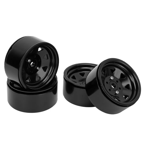 Estink RC 1,9in Starke Stütze Stahl Zinklegungsrad Rims für Axiale SCX10 SCX10 II III, 4PCS 8 Speichen Beadlock - Rim für RC Crawler, Hohe Haltbarkeit, Verbesserte Leistung (Black) von Estink