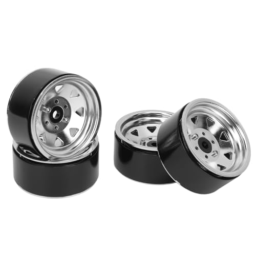 Estink RC 1,9in Starke Stütze Stahl Zinklegungsrad Rims für Axiale SCX10 SCX10 II III, 4PCS 8 Speichen Beadlock - Rim für RC Crawler, Hohe Haltbarkeit, Verbesserte Leistung (Silver) von Estink