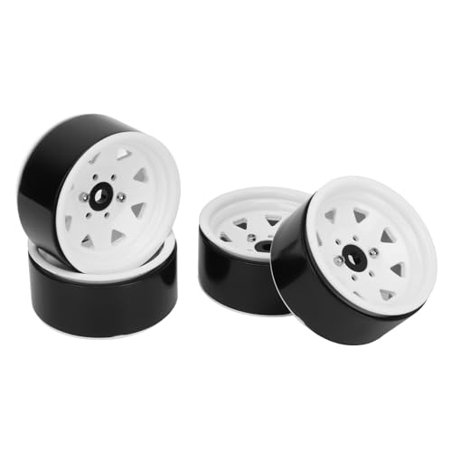 Estink RC 1,9in Starke Stütze Stahl Zinklegungsrad Rims für Axiale SCX10 SCX10 II III, 4PCS 8 Speichen Beadlock - Rim für RC Crawler, Hohe Haltbarkeit, Verbesserte Leistung (White) von Estink