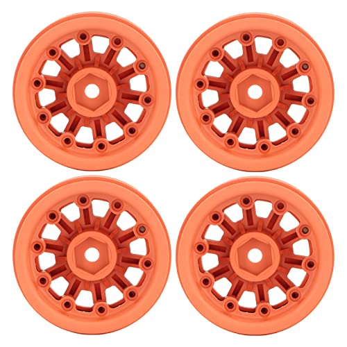 Estink RC Beadlock Wheel Rims Langlebige Leichte Ersatz für Axiale SCX10 1/10 RC Crawler Cars Nylon 4 Sets für -Auto -Enthusiasten (ORANGE) von Estink