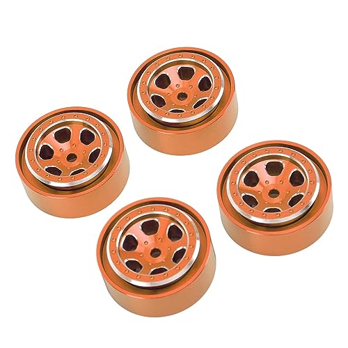 Estink RC Crawler 1,3 Zoll Beadlock Wheel Rand, Aluminium -Legierungsrand mit Hoher Verschleißfestigkeit für TRX4M 1/18, Verbessertes Gleichgewicht, Ausstattung für Fernbedienungsauto -Car (ORANGE) von Estink