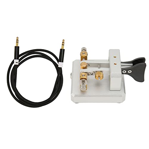 Estink ShortWave Morse Code Key Leichtes Tragbares CW -Telegraphenschlüssel für POTA SOTA LOTA, Edelstahl -Messing Aluminiumlegierung Material (Silver) von Estink
