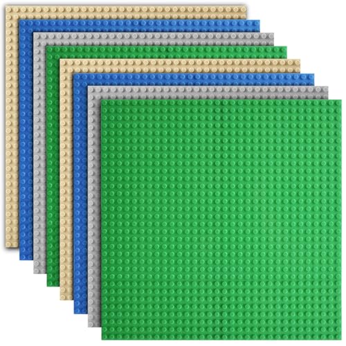 Etarnfly 12 Platten Set Bauplatte, Kompatibel mit Meisten Marken, 25 ×25cm, Konstruktionsspielzeug für Kinder, Grau Grüne Blaue Sand Grundplatte von Etarnfly