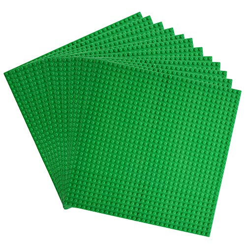 Etarnfly 12 Platten Set Bauplatte, Kompatibel mit Meisten Marken, 25 ×25cm, Konstruktionsspielzeug für Kinder, Grüne Grundplatte von Etarnfly