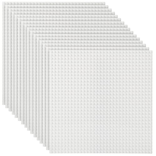 Etarnfly 16 Stück klassische Grundplatten, 25,5 x 25,5 cm Bauplatten-Grundplatten, 100% kompatibel mit allen großen Marken, Weiß von Etarnfly