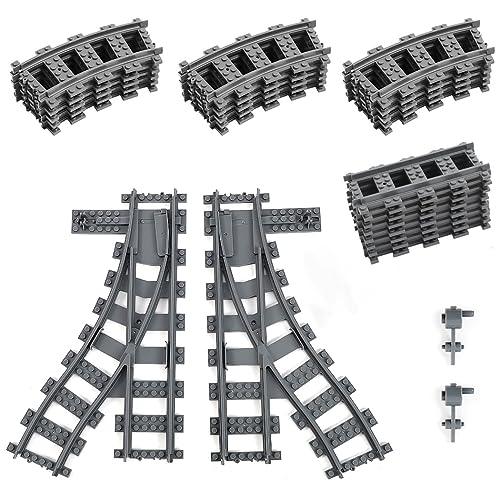 Etarnfly 28PCS City Train Tracks, Classic Train Tracks Accessories, Railroad Building Toy Compatible with All Major Brand - 18 Curved, 8 Straight, 1 Right Turnout, 1 Left Turnout von Etarnfly
