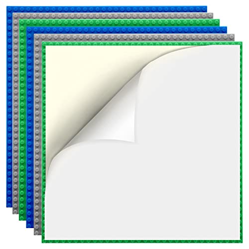 Etarnfly 6 Platten Set Bauplatte Kompatibel mit Meisten Marken, Grundplatte zum Abziehen und Aufkleben für Tischplatte, Wand, Aufbewahrungsbox, Grüne Graue Blau Grundplatte von Etarnfly