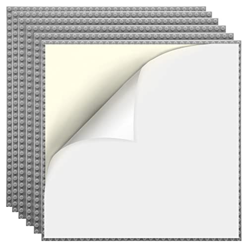 Etarnfly 6 Platten Set Bauplatte Kompatibel mit Meisten Marken,Grundplatte zum Abziehen und Aufkleben für Tischplatte, Wand, Grau Grundplatte von Etarnfly