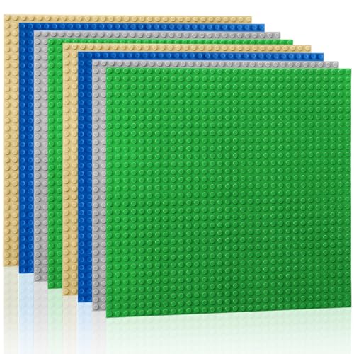 Etarnfly 8 Platten Set Bauplatte, Kompatibel mit Meisten Marken, 25 ×25cm Grau Grüne Blaue Sand Grundplatte von Etarnfly