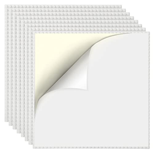 Etarnfly 8 Platten Set Bauplatte Kompatibel mit Meisten Marken, 25.5 * 25.5cm, Grundplatte zum Abziehen und Aufkleben für Tischplatte, Wand, Weiß Grundplatte von Etarnfly